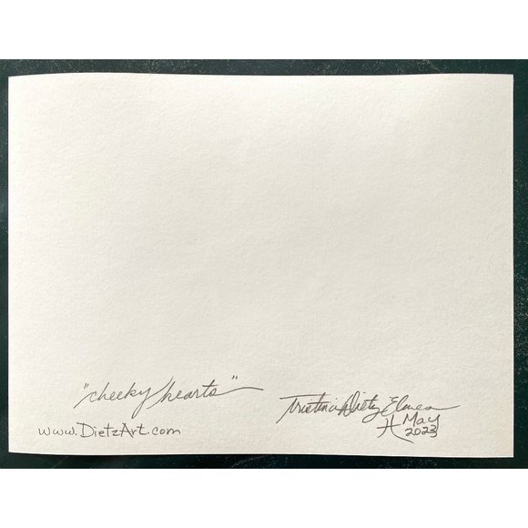 Cheeky Hearts - Original Art Watercolor Painting Frame Ready Matted Artwork 11”x - Picture 4 of 4